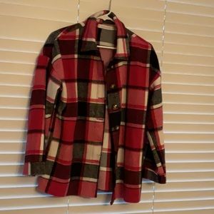 Flannel jacket plaid pink black white